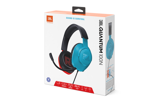 JBL Quantum 100N - Blue / Red - Wired over-ear gaming headset with detachable mic - Detailshot 15